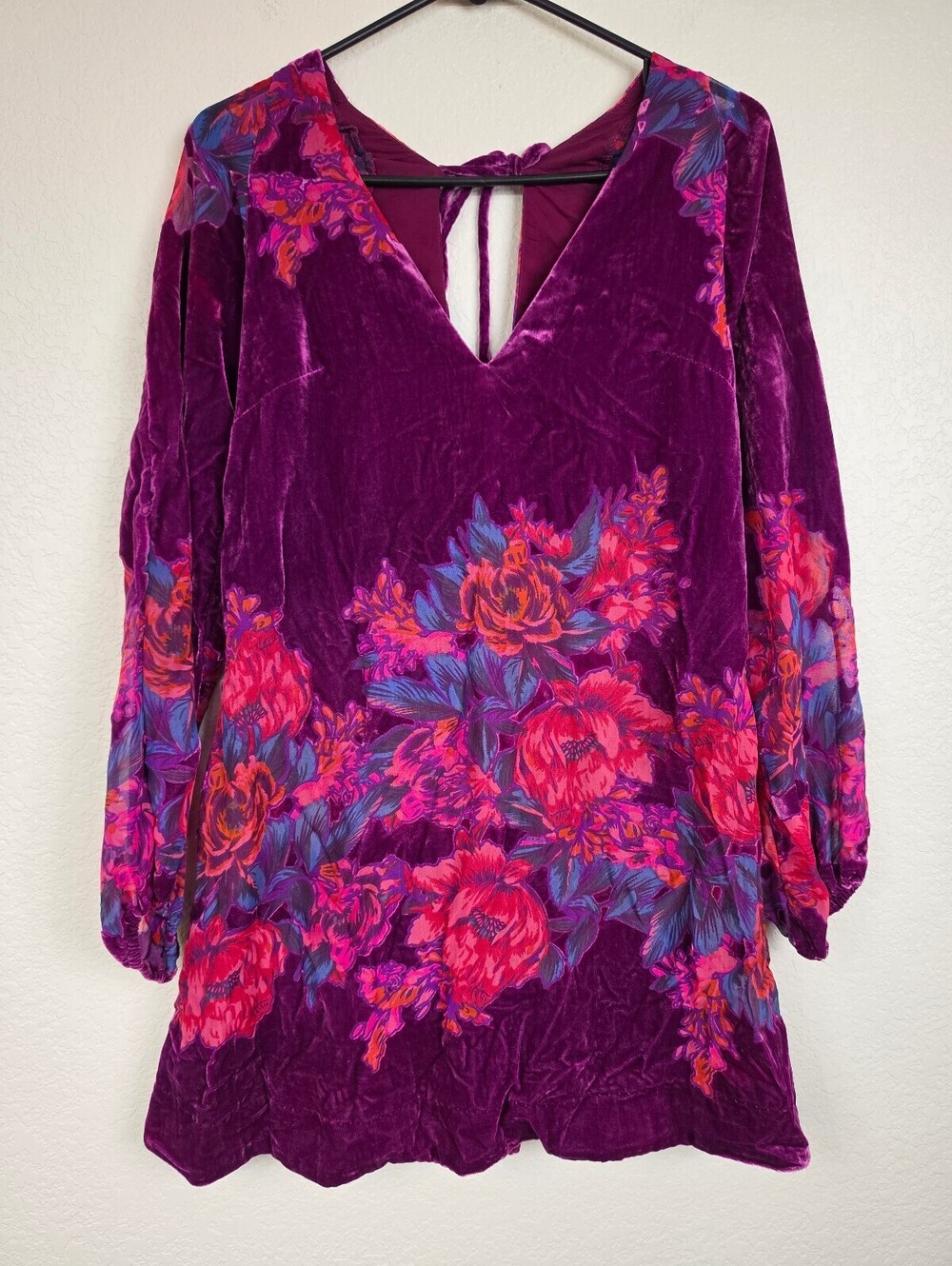 Free People Purple Floral Velvet Dress XS